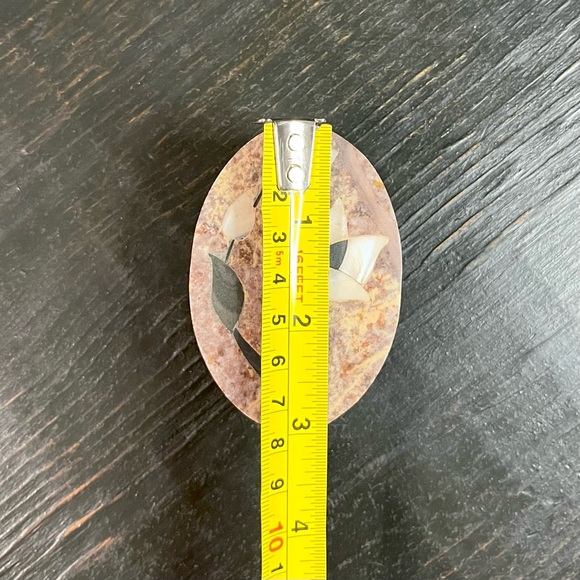 Set of 2 Vintage Inlay Marble  Oval Rectangular Trinket Boxes  Soap Stone - Picture 8 of 11